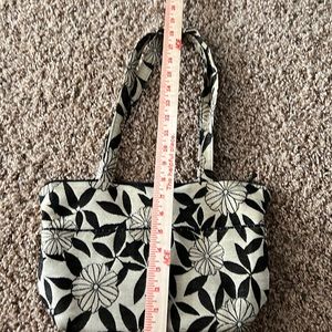 MARUCA brown/beige double strap floral zip closure handbag. Double pockets